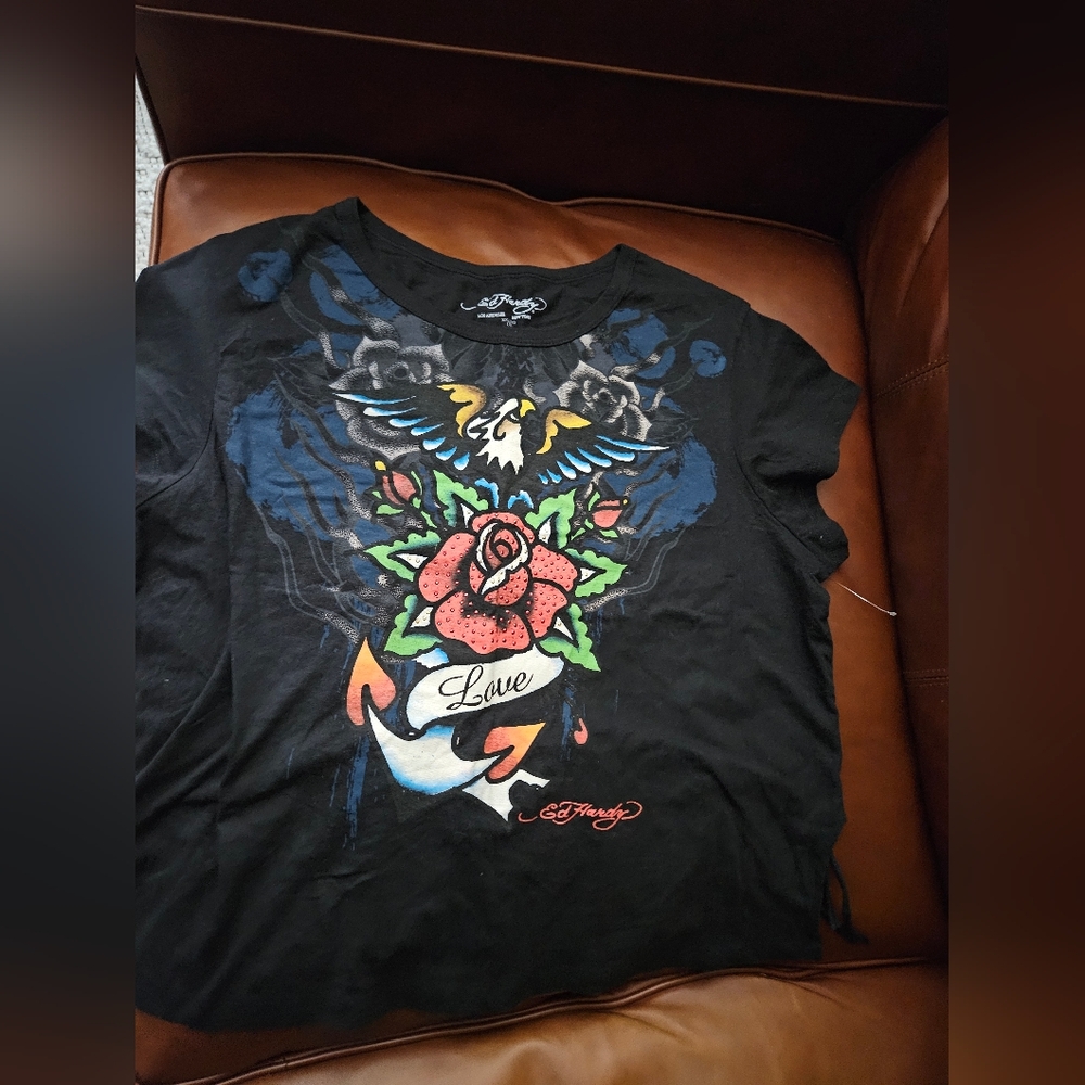 Ed Hardy Fringe Top XXL JUNIOR Nwot